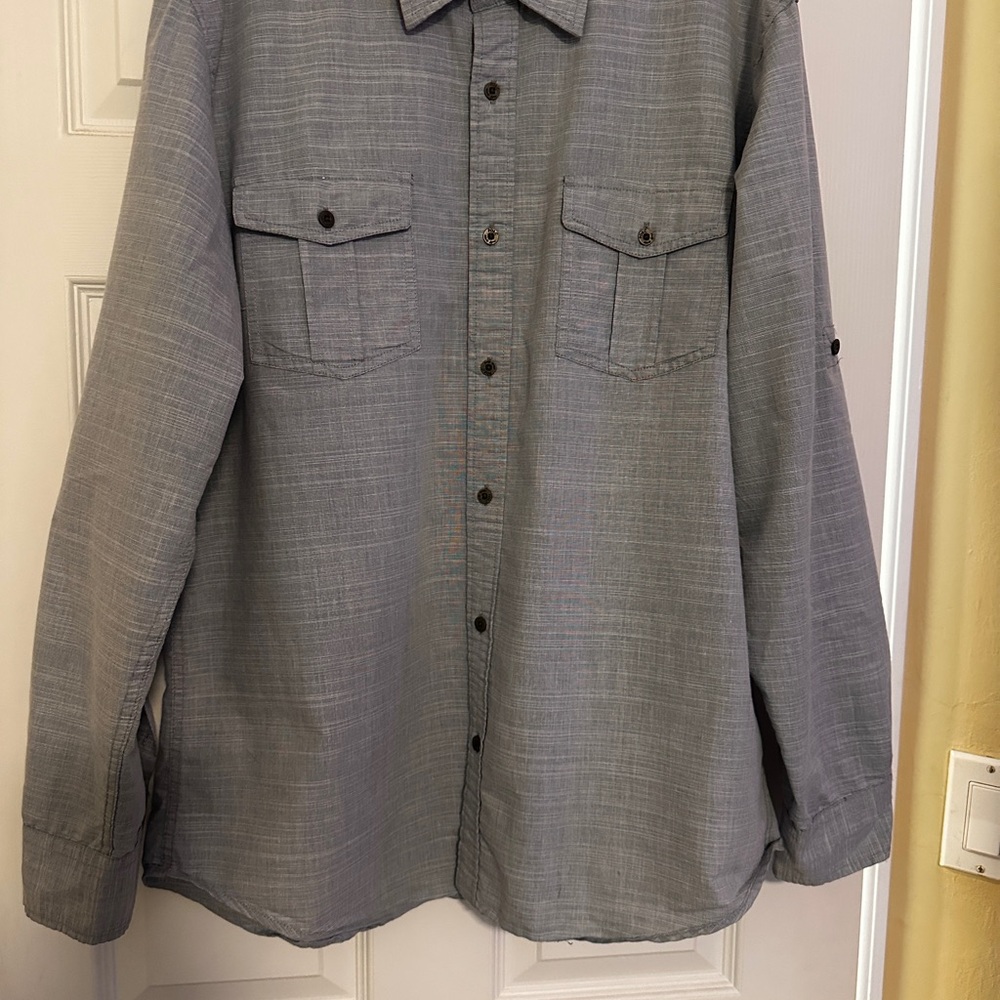 PD&C Long Sleeve Grey Button-Front Shirt Men's Size XL PDC
